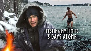 3 Days Frozen Island Survival (No Sleeping Bag, Tent) Winter Camping