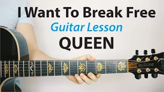 Queen: Break Free 🎸Acoustic Guitar Lesson (PLAY-ALONG, How To Play)
