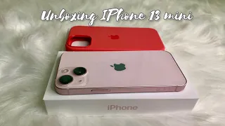 Unboxing IPhone 13 mini  📱| Apple silicone case | Pink Pomelo 🖍️| Nirehd