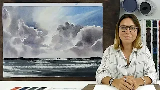 Экспресс-урок по акварельной живописи «Небо. Море» | Как нарисовать небо и море поэтапно