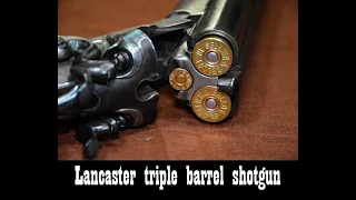 Lancaster triple barrel shotgun black powder antique #blackpowder #antique