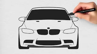 How to Draw a BMW M3 E92 Easy | Step by Step Car Drawing