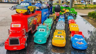Looking for Disney Pixar Cars On the Rocky Road : Lightning Mcqueen, Chick Hicks, King, Doc Hudson