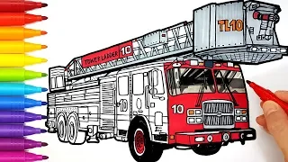 How to draw a FIRE TRUCK | Drawing and Coloring Pages for Kids