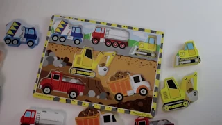 Building the Melissa & Doug Chunky Construction Puzzle | Learning Adventures Kids Channel