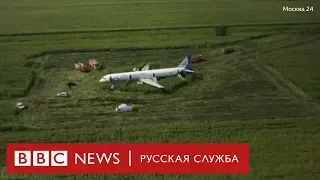 Видео с места посадки самолета А321 на кукурузное поле в Подмосковье