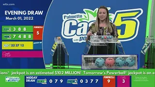 Evening SC Lottery results for March 1, 2022