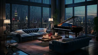 Urban Rainfall Symphony | Relaxing Piano & Night Rain Sounds | Sleep Aid & Meditation Night Ambience