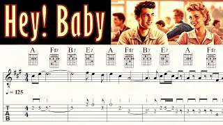 HEY! BABY | BRUCE CHANNEL | Complete | Guitar Tutorial | Melody, Chords & Lyrics | TAB & Sheet Music