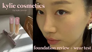 kylie cosmetics power plush longwear foundation review + wear test on sensitive acne prone skin 💋