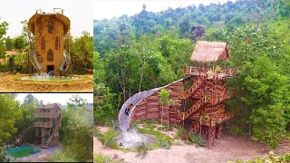 3 Top Video, How To Build Wood Brick Villa, Mud House,Swimming Pool, Water Slide Around House