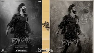 bhediya movie poster drawing | #varundhawan #bhediyamovie