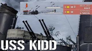 a KIDD vs 2 CV - World of Warships