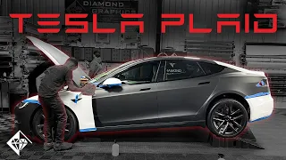 Wrapping a Tesla Model S Plaid in Matte Black - Diamond Graphics