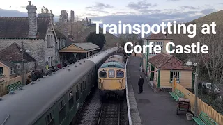 Diesel and Steam Trains at Corfe Castle | Swanage Railway Winter Warm Up