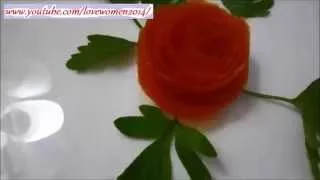 Роза из помидора. Украшения стола. Цветы из овощей онлайн.