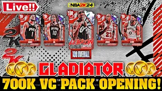 700K VC GLADIATOR PACK OPENING for 100 OVERALL LEBRON JAMES! NBA 2k24 Myteam PACKS LIVE