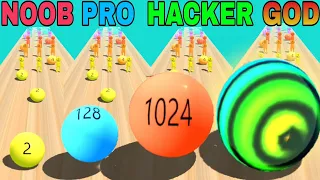 NOOB VS PRO VS HACKER VS GOD in Crazy Ball 2048: 3D Merge Ball