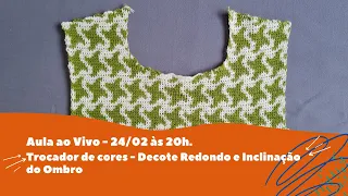 Tricô à Máquina | Trocador de cores - Decote Redondo  e Inclinação do Ombro