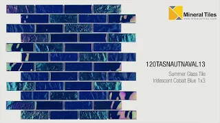 Summer Glass Tile iridescent Cobalt Blue 1x3