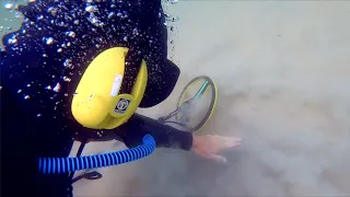 Hookah Diver Finds GOLD Buried DEEP at SEA & WEIRDEST thing Metal Detecting (Don't Touch)