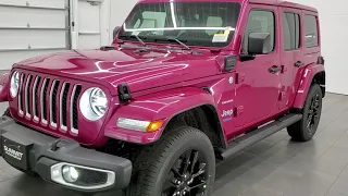 2021 JEEP WRANGLER SAHARA 4XE TUSCADERO PEARLCOAT FURIOUS FUCHSIA PINK WRANGLER WALKAROUND OVERVIEW