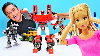 Barbie ile Transformers. Deseptikon Barbie’nin evini kaçırmayı planlıyor. Tobot X, Z ve Teracle