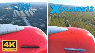 (4K) Microsoft Flight Simulator 2020 (FS2020) Vs X-Plane 12 GRAPHICS Comparison  | 737-800 Landing