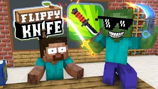 Monster School : Flippy Knife + Bottle Flip Challenge - Minecraft Animation