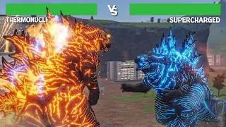 Battle of the Godzilla Forms! Thermo vs Supercharged - with healthbars