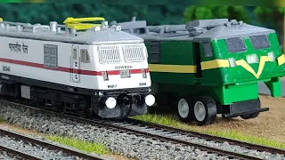 WAG 9 on Road 🛣️ and WAP 7 on Tracks 🛤️ | HO Scale Indian Model Trains 🚂