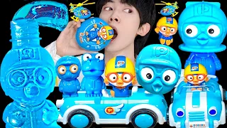 ASMR MUKBANG BLUE PORORO FOOD HONEY JELLY GUMMY ICE CREAM CHOCOLATE DESSERTS MUKBANG EATING SOUNDS