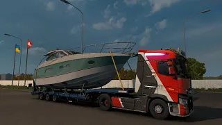 Klaipėda(LT)- Львів(UA).1847км.  Важный заказ.  Яхта для олигарха.ProMods2.50TrucksBook..ETS 2-1.38.