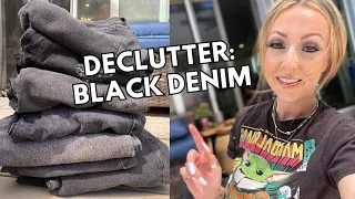 DECLUTTERING MY CLOSET | GETTING RID OF MY BLACK DENIM JEANS | TRY ON & DONATE