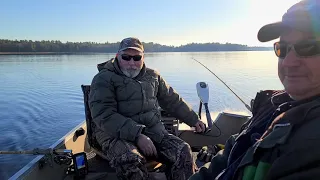 Fishing early spring on Sebago Lake in Maine