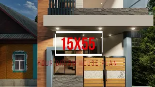 15X55 3D FRON ELEVATION VIDEO #HOUSE FRONT #YOUR DREAM HOUSE PLAN#INTERIOR #CONSTRUCTION #8279971464