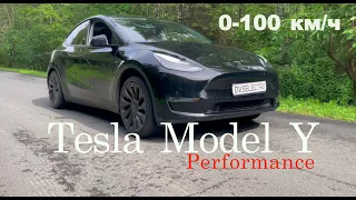 Tesla Model Y Performance разгон до 100 на 70% заряда