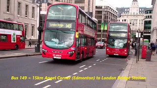 💖 Exploring London Bus 149 🚌. 15km 🚌 from Edmonton to London Bridge Station 🌉🚌  in Central London