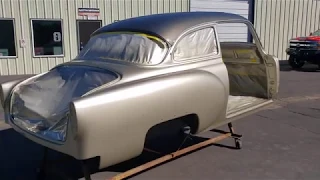 Freshly painted 1954 Chevy Belair at Metalworks Classic Auto Restoration. Car Paint Job.