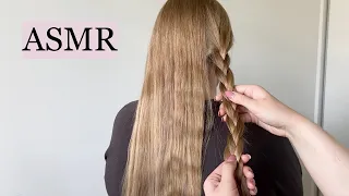 ASMR Braiding & Braid Scratching with Long Nails 💅🏼 (hair play, hair brushing, no talking)