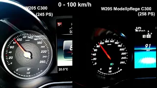 Mercedes-Benz W205: C300 (245 PS) vs. C300 (258 PS) Beschleunigung 0 - 100