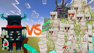 Mob Battle Of Minecraft The King Of Warden VS All Iron Golem Bosses