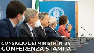 Conferenza stampa del Presidente Draghi e dei ministri Speranza, Bianchi, Giovannini e Gelmini