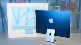 Unboxing the APPLE M1 iMAC $1299 Base Model in Blue! Is the BASE Model Worth It?!
