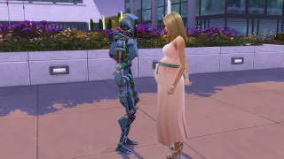 Sick, Pregnant Sim flirts with a Servo Bot