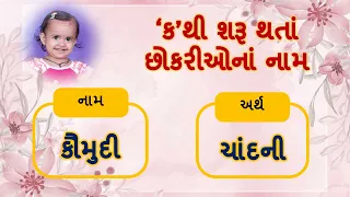 ક થી શરૂ થતાં છોકરીઓના નામ /મિથુન રાશિ/Baby Girl name starting with K with meaning in Gujarati