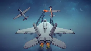 Dogfight! Jet Fighter vs Two Prop Fighters + Other Awesome Combat Destruction | Besiege