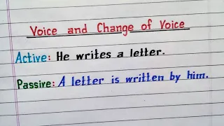Change of Voice | Active and Passive | He writes a letter | Calligraphy Handwriting | Grammar