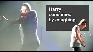 Harry Styles - Asthma attack from fog, Harry upset (#harrystyles #asthma #cough #fogmachine)