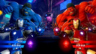 Blue Hulk & Blue Iron Man Vs Red Hulk & Iron Man  (Very Hard)AI Marvel vs Capcom Infinite Gameplay